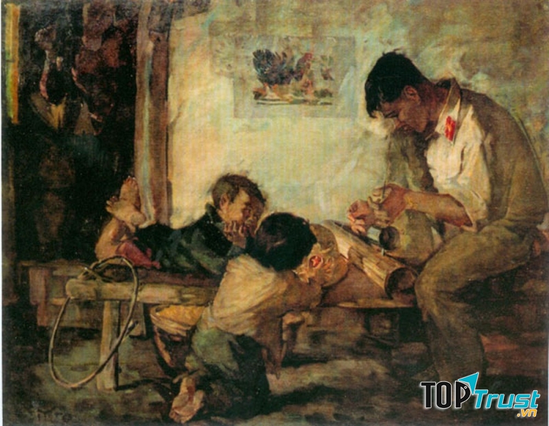 Bức tranh Tiếng Đàn Bầu  của cố họa sĩ Sỹ Tốt