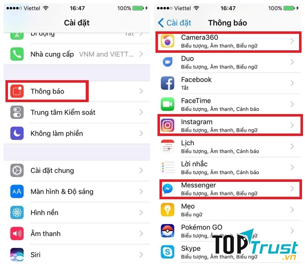 Nên tắt chế độ thông báo của những ứng dụng không cần thiết