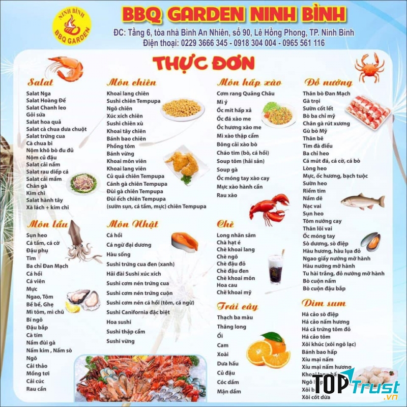 Thực đơn phong phú và đa dạng