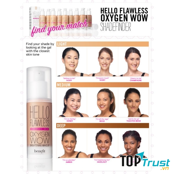 Kem nền Benefit Cosmetics Hello Flawless Oxygen Wow Liquid Foundation