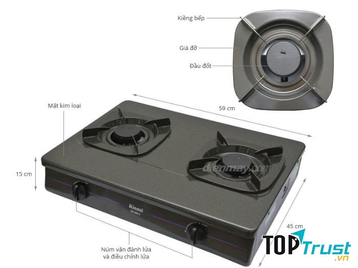 Các bộ phận của bếp gas Rinnai