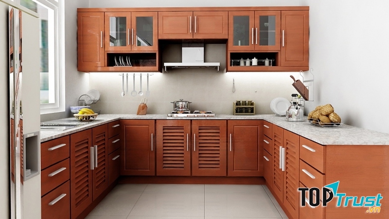 Bếp tránh nhìn thẳng cửa chính