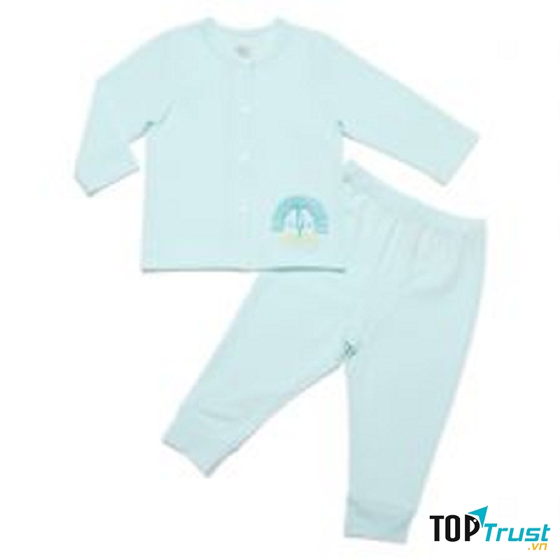 Bộ sơ sinh dài tay Bibo's bé trai xanh thêu sư tử