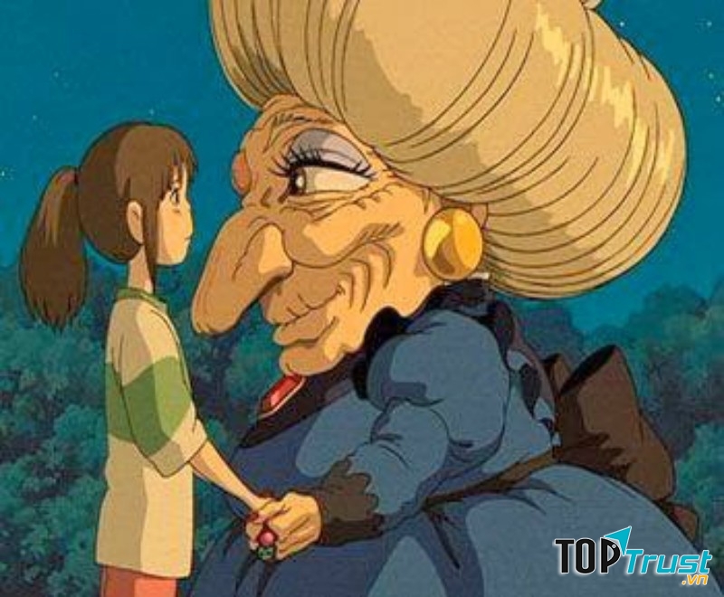 Bà lưu luyến chia tay Chihiro.