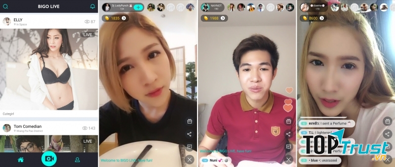 Một số bạn trẻ live stream trên bigo live