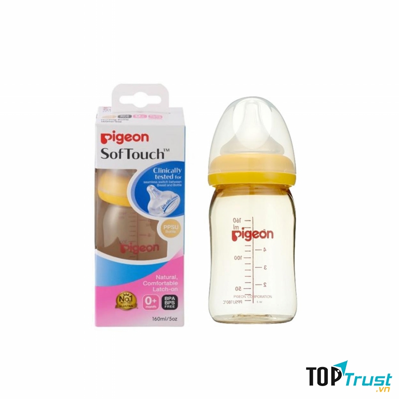 Bình sữa thần thánh Pigeon với núm vú mô phỏng y hệt bầu ti mẹ