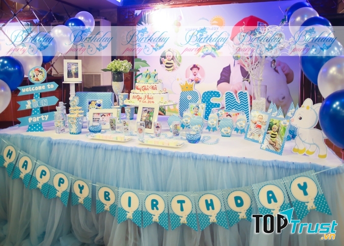 Trang trí tiệc sinh nhật cho bé trai đáng yêu