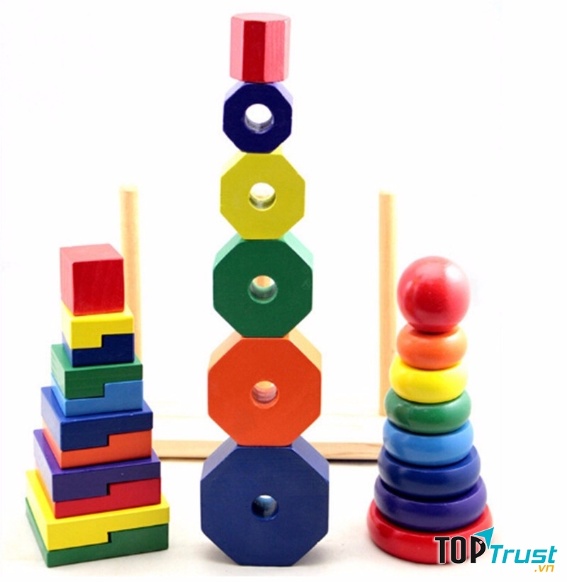 Bộ xếp hình tháp bằng gỗ