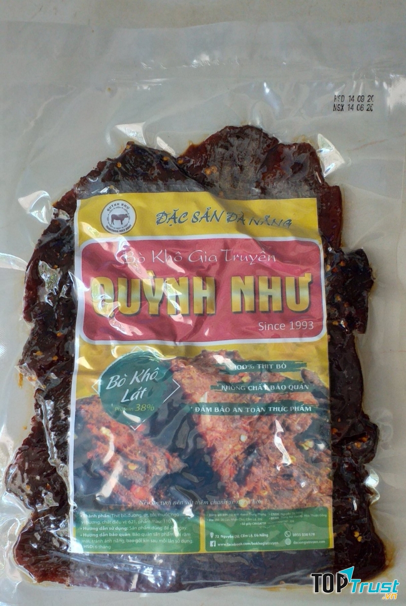 Bò Khô Gia Truyền Đà Nẵng - Quỳnh Như,  địa chỉ mua thịt bò khô ngon nhất Đà Nẵng