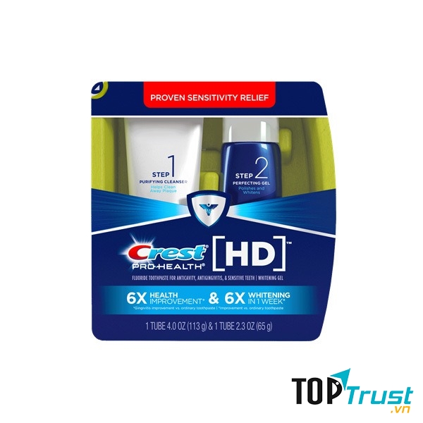 ﻿Bộ sản phẩm làm trắng răng Crest HD Pro-Health Daily Two Step: