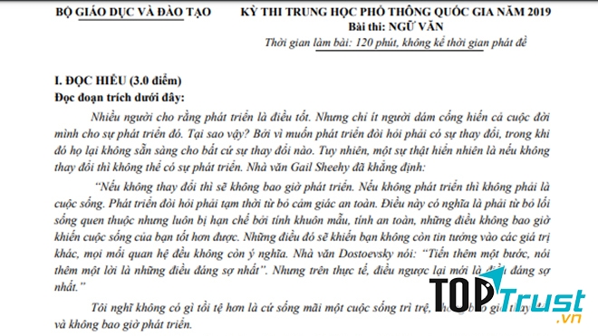 Thí sinh cần đọc kỹ đề thi một lượt, xác định điểm và thời gian làm cho từng câu.