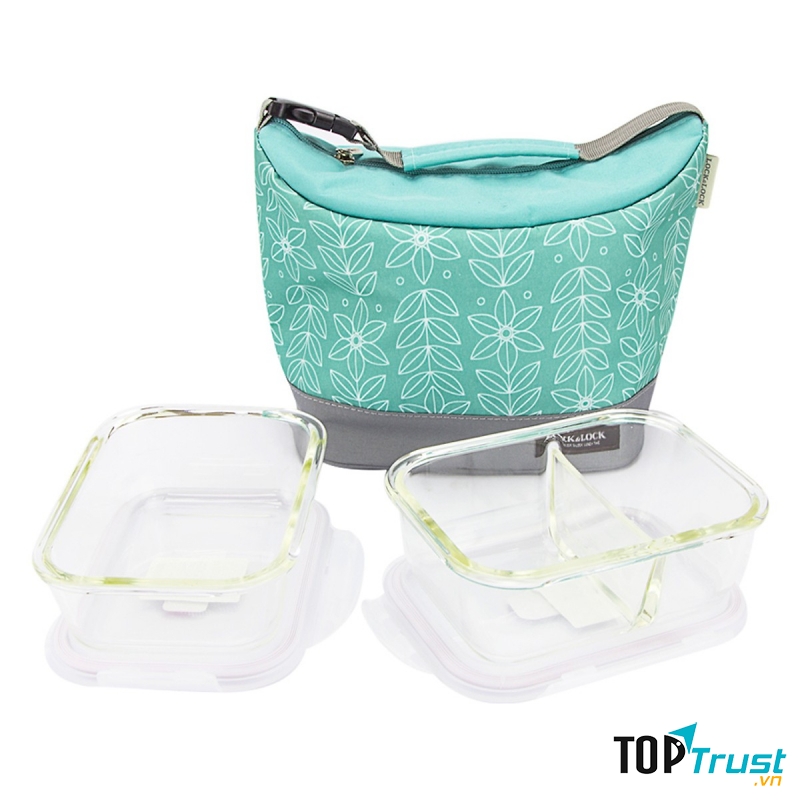 Bộ Túi Hộp Cơm Thủy Tinh Lock&Lock 3EA LLG428M2