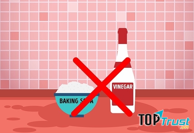 Hỗn hợp bột nở và giấm sẽ làm giảm khả năng làm sạch của từng chất riêng