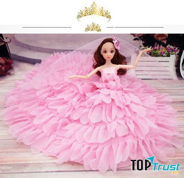 Búp Bê Cô Dâu Hồng + Tặng 08 Phụ Kiện Giày Túi