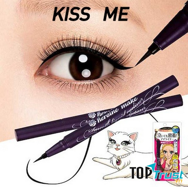Với chiết xuất từ hoa cúc Kẻ mắt nước Kiss Me Heroine có tác dụng làm mềm và giữ ẩm cho mi mắt
