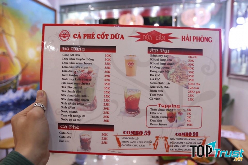 Cà phê cốt dừa cô Hạnh