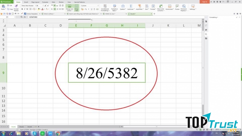 Nhấn tổ hợp phím Ctrl + phím Shift + # để áp dụng định ngày theo kiểu ngày/tháng/năm.
