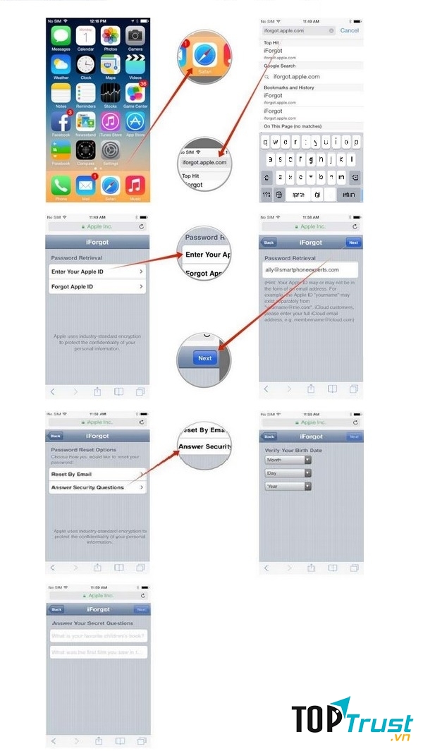 Cách lấy lại mật khẩu ID Apple qua câu hỏi bí mật