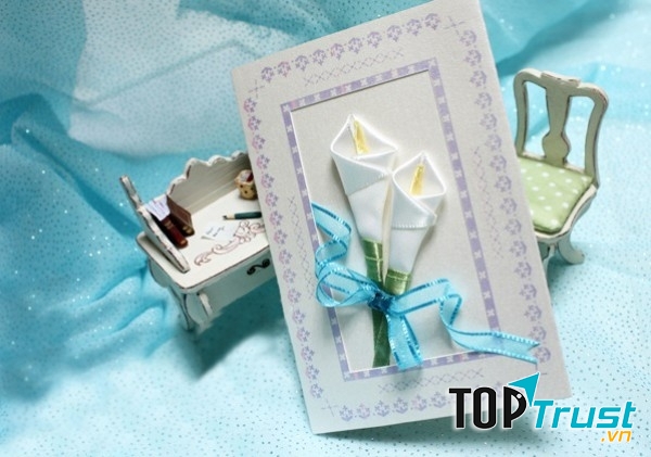 Cách làm thiệp  8/3 hoa ruy-băng