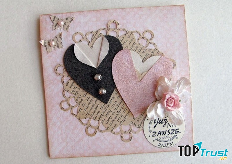 Thiệp Valentine cặp đôi trái tim siêu lãng mạn