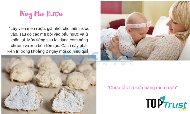 Cách trị tắc tia sữa bằng men rượu
