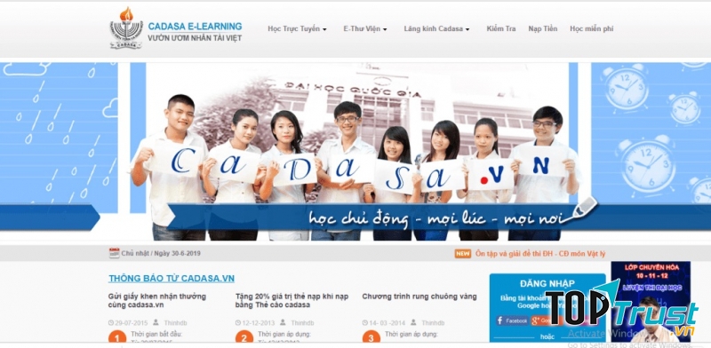 Website luyện thi đại học Cadasa.vn
