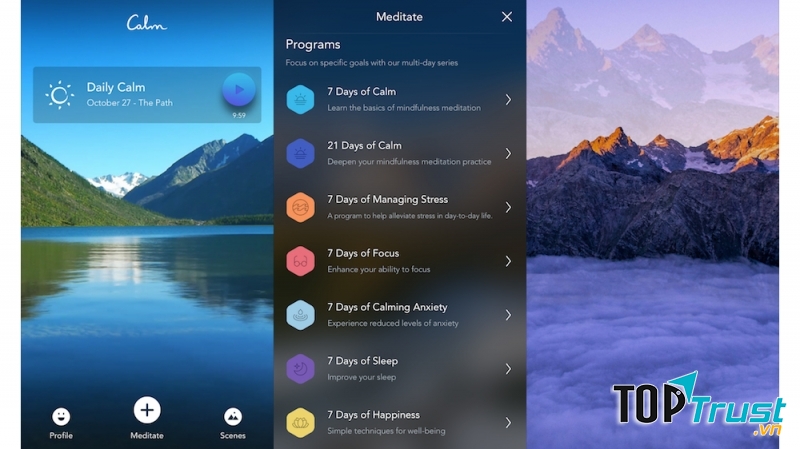 Giao diện của Calm