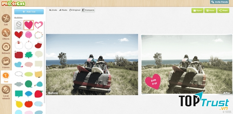 Chỉnh sửa ảnh trên photocat