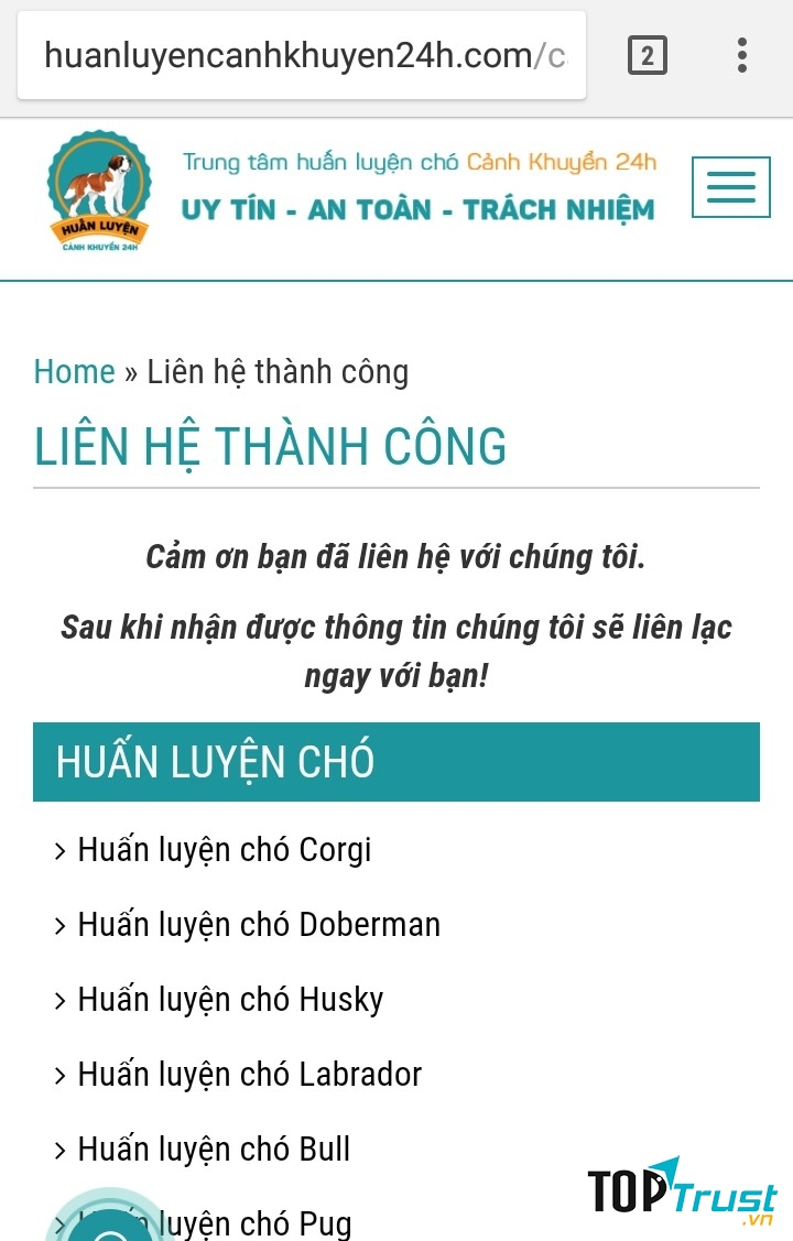 Trang website của Cảnh khuyển 24h