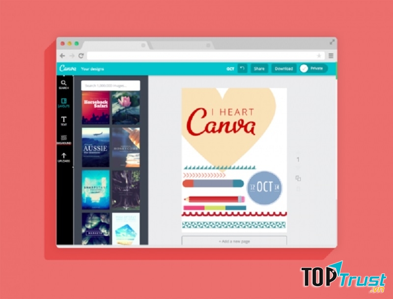 Giao diện trang  Canva