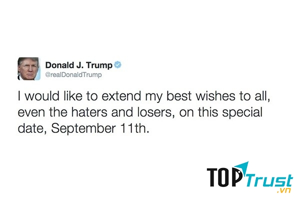 Câu nói của Trump trên trang cá nhân Twitter