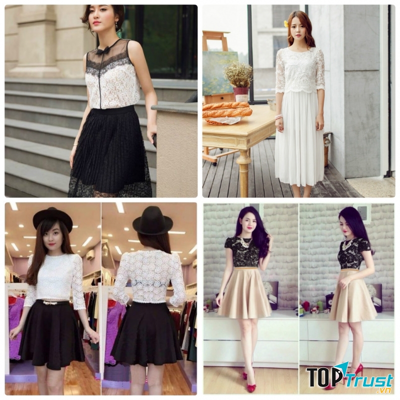 Chân váy kết hợp với áo chất liệu nhẹ