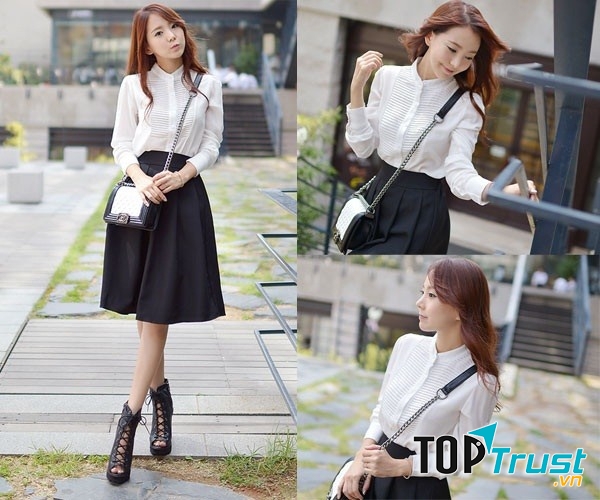 Chân váy xòe nữ tính.
