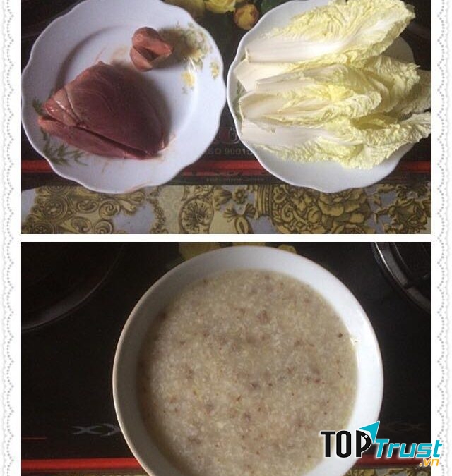 Món cháo tim heo cải thảo