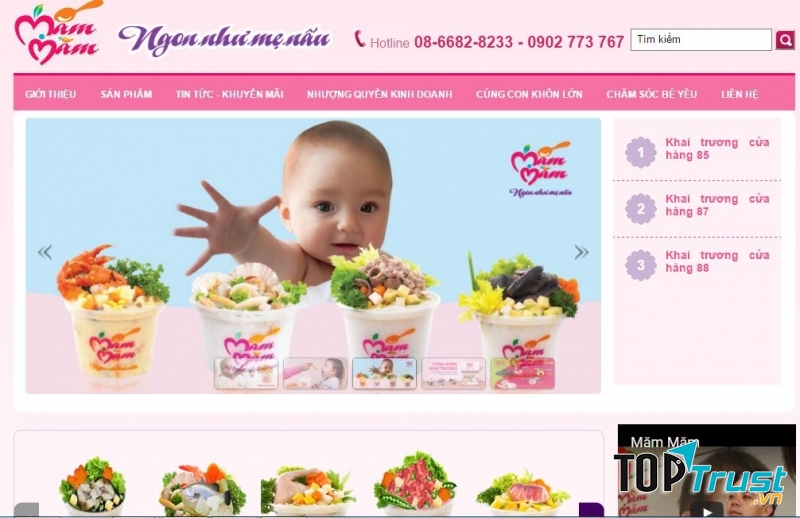 Website của cháo dinh dưỡng Măm Măm