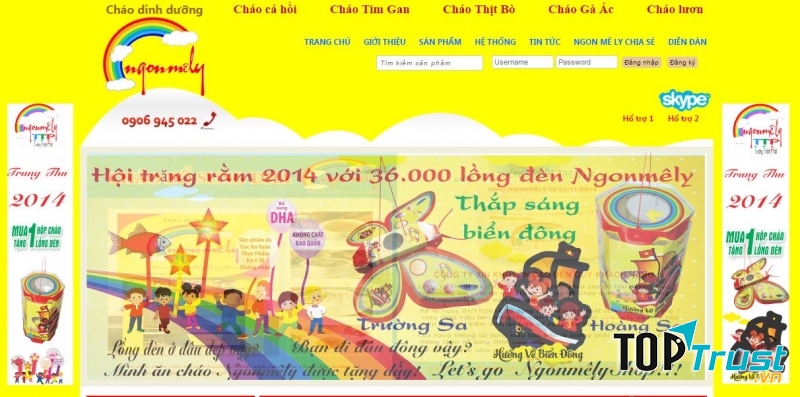 Website của cháo dinh dưỡng Ngon Mê Ly