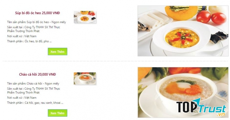 Một số món cháo của cháo dinh dưỡng Ngon Mê Ly
