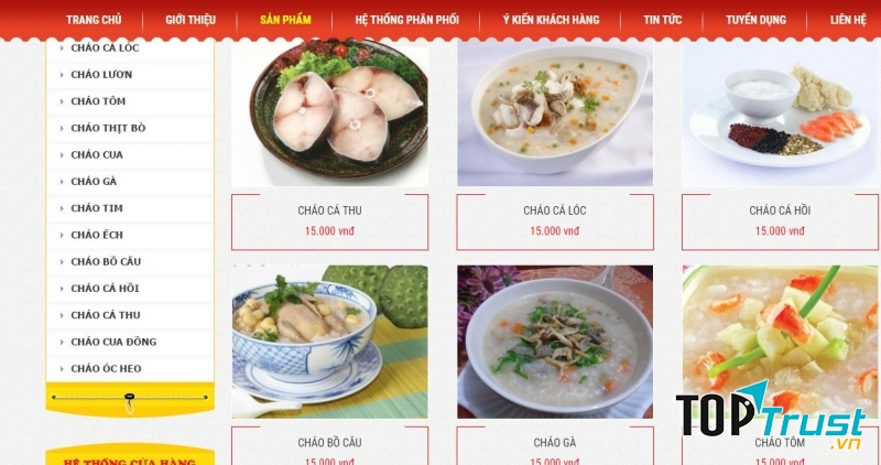 Một số món cháo của cháo Vina Baby