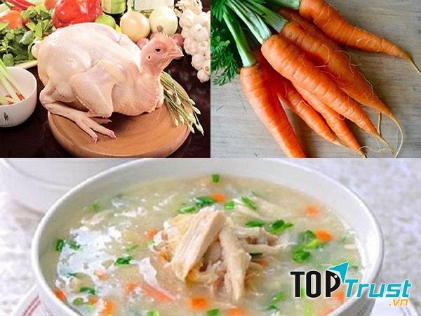 Cháo gà, cà rốt