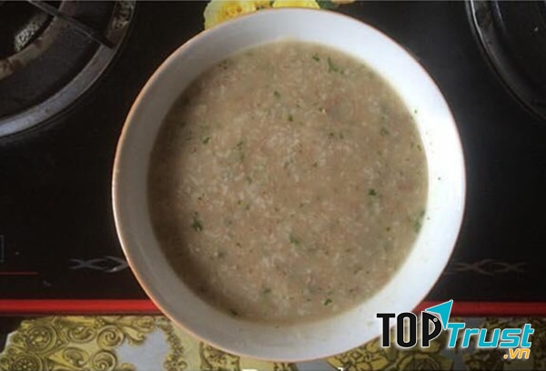 Cháo gan gà rau cải