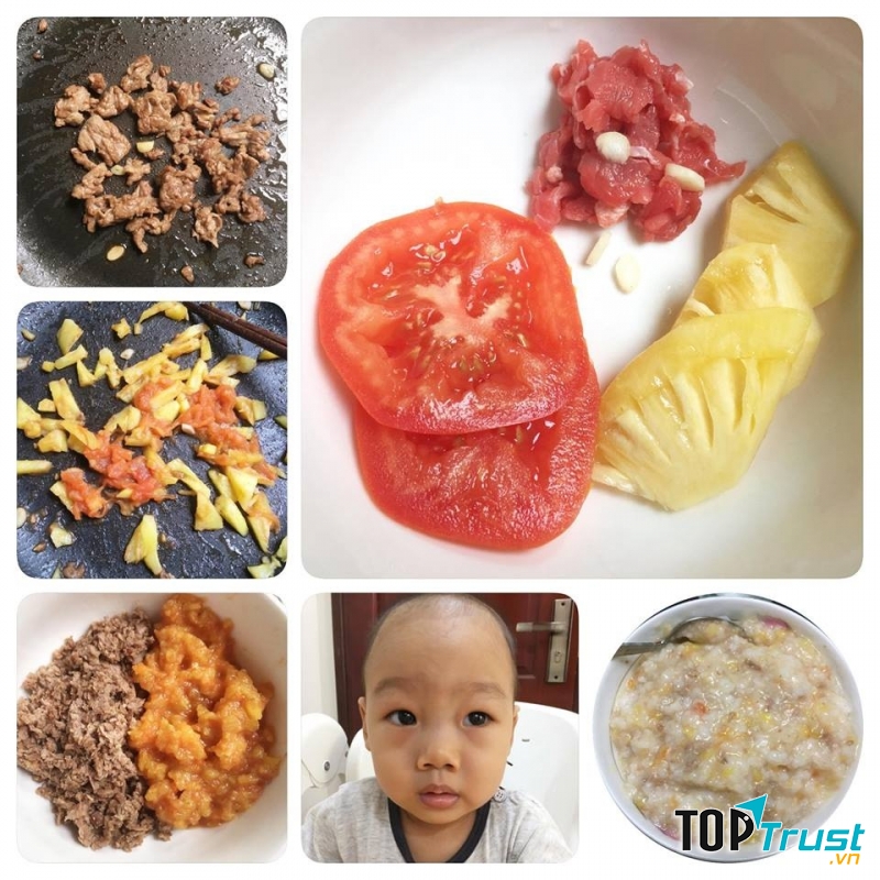 Cháo thịt bò xào chua ngọt