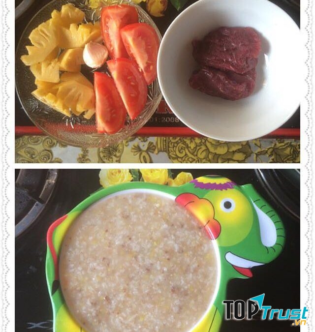 Cháo thịt bò xào chua ngọt