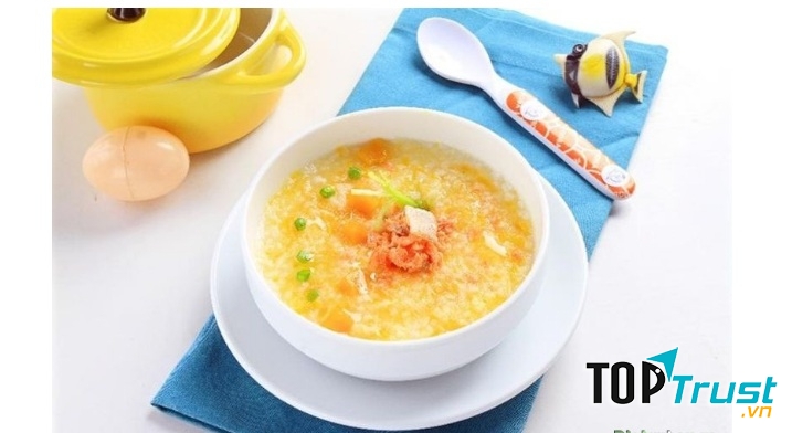 Cháo tôm nấu với bí đỏ