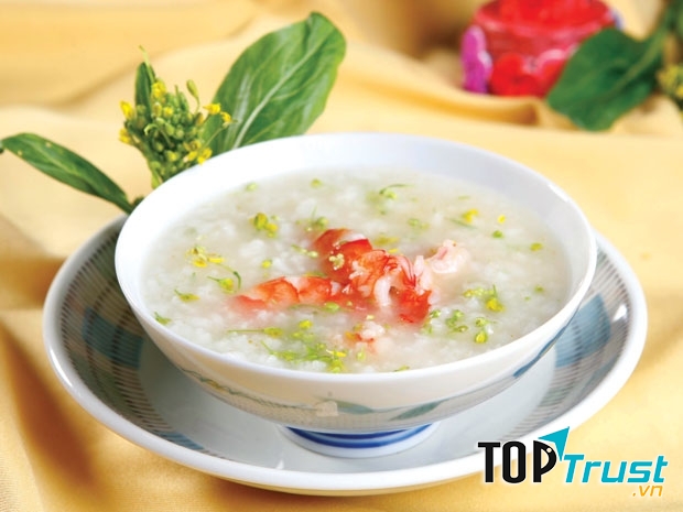 Cháo tôm với cải ngồng