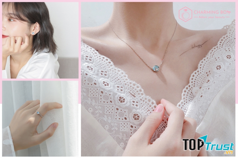 Bộ trang sức Ngọc biển xanh tại Charming Box