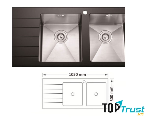 Chậu rửa bát mặt kính cao cấp AMTS 10550HK