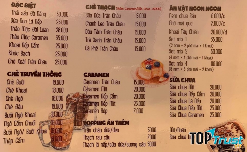 Menu chè Anh Béo