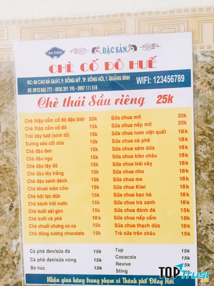Menu của quán