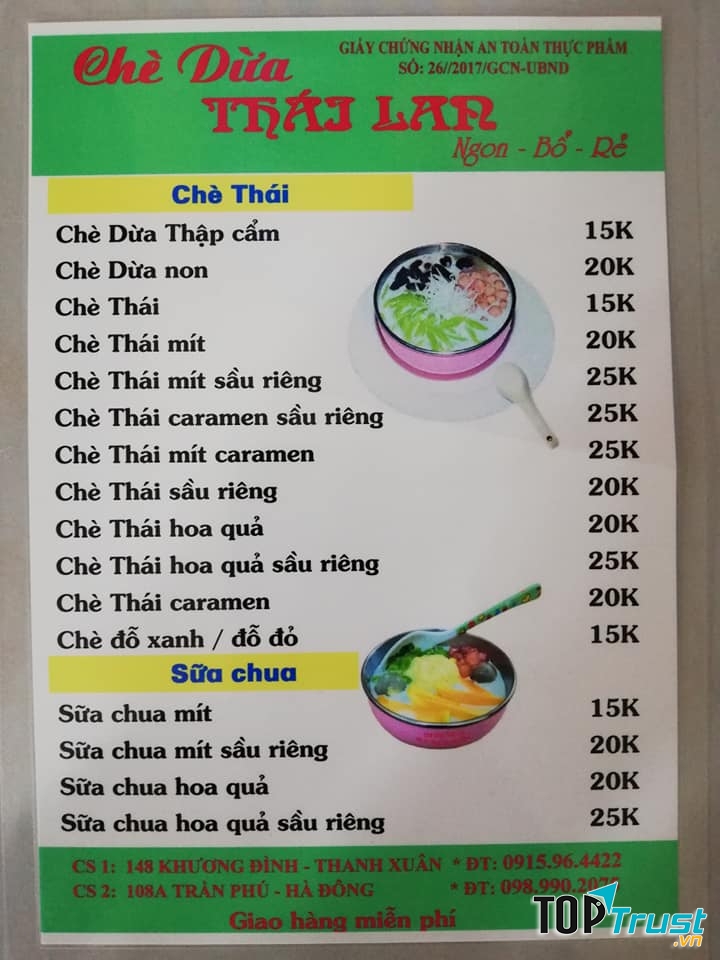 Chè dừa Thái Lan 365 Khương Đình
