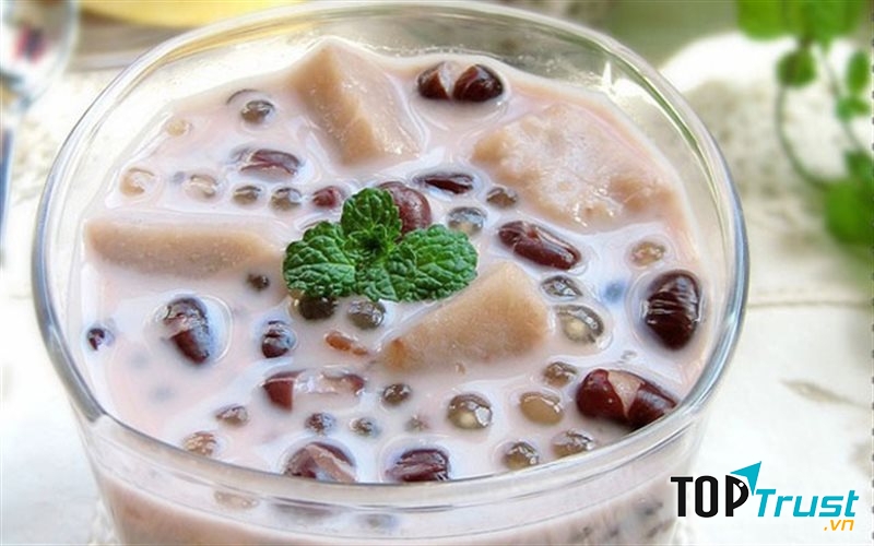 Chè sữa đậu đỏ khoai môn